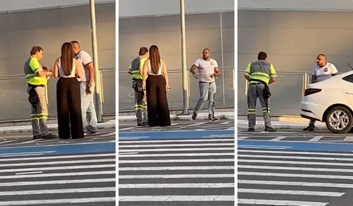 VÍDEO: homem tira talão de multas das mãos de 'amarelinho' e joga contra o chão no aeroporto de Viracopos em Campinas