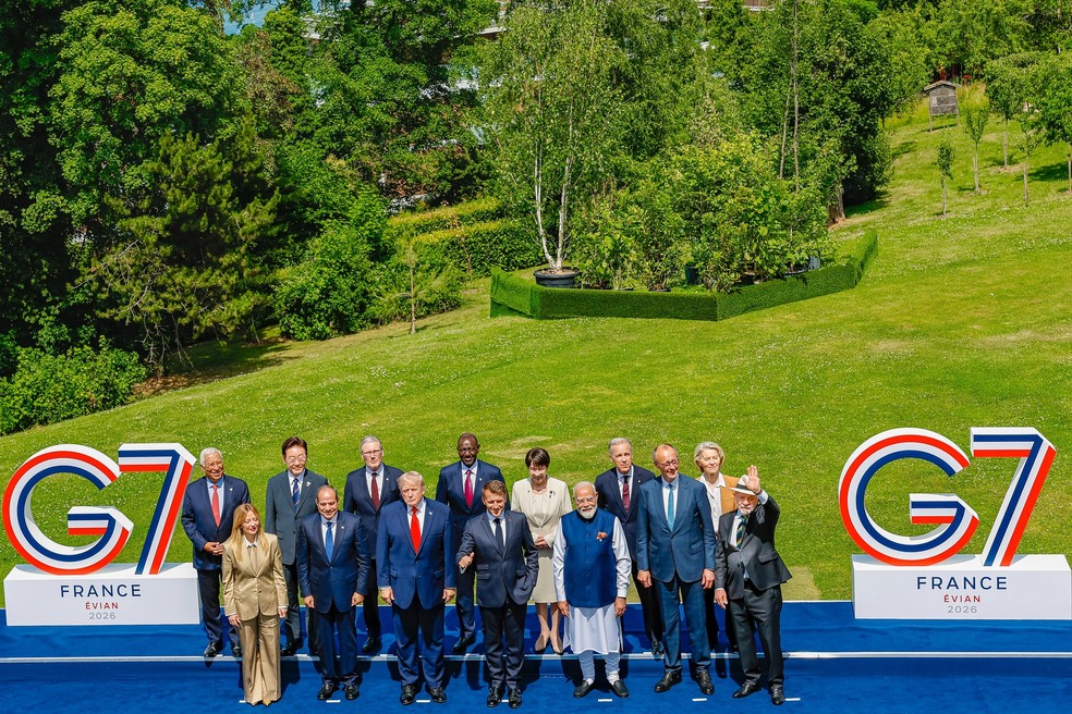 Lula em foto da família G7. — Foto: Ricardo Stuckert/ Presidência da República