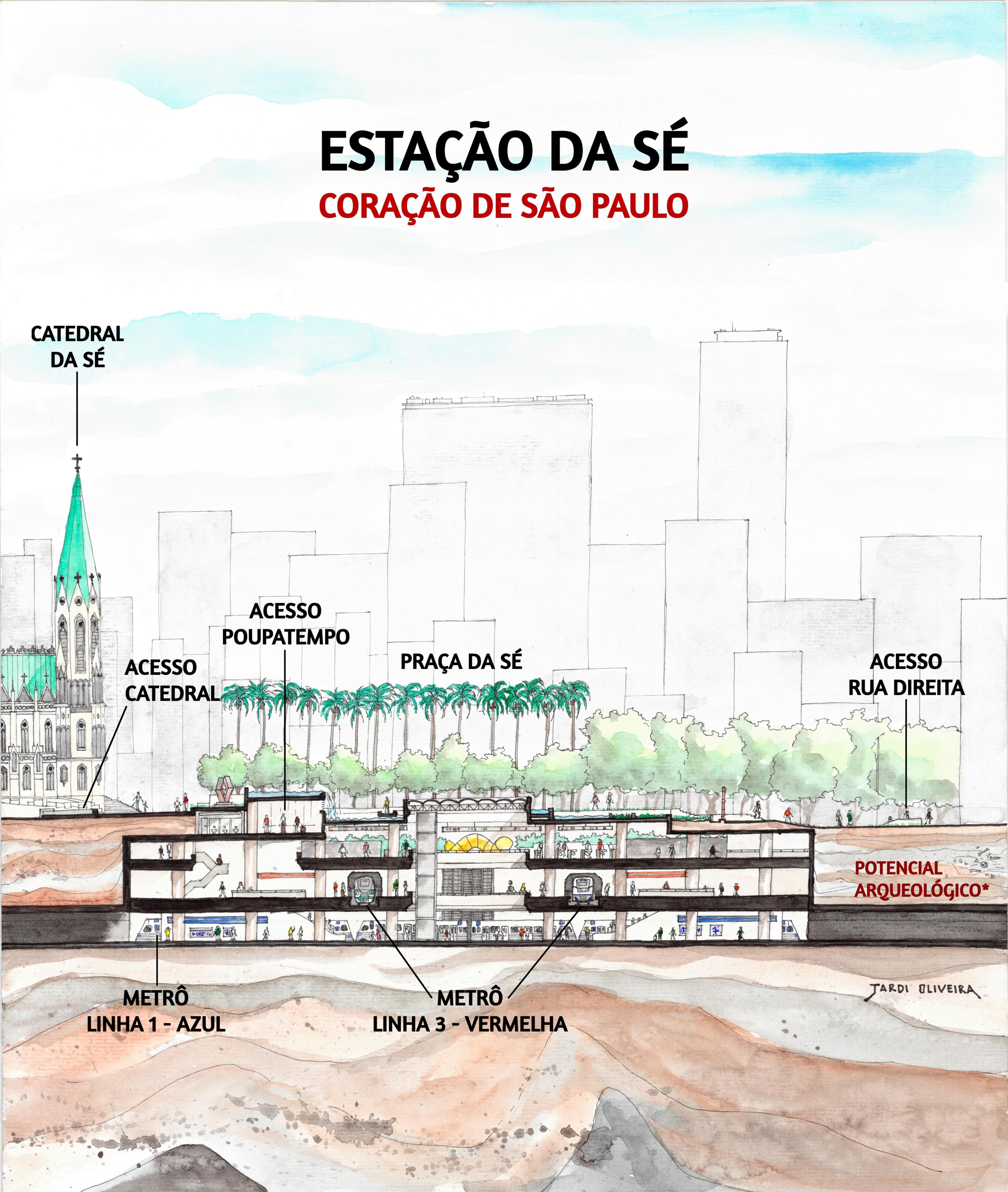 Estação da Sé — Foto: Arquiteto e ilustrador Jardi Oliveira/Arquivo pessoal