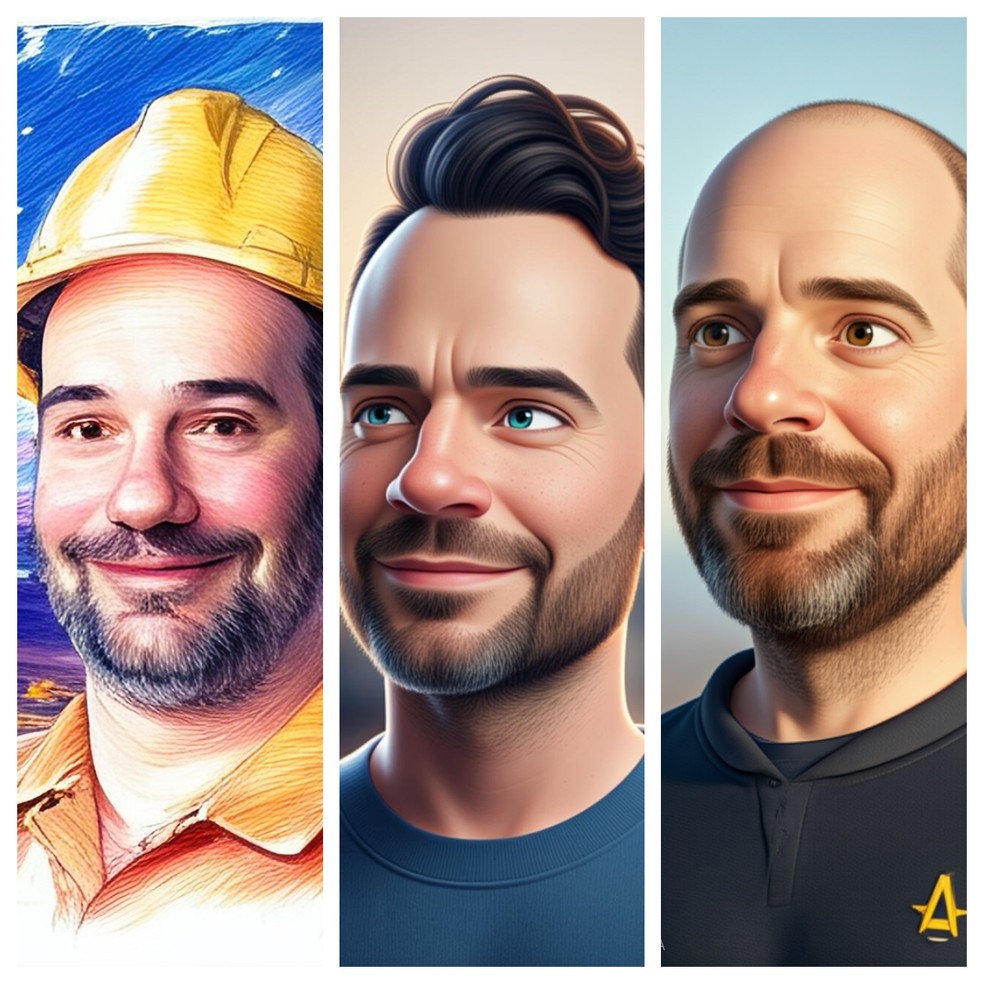 Ilustrações de IA generativa feitas com o iPhone, Motorola e Samsung baseadas em fotos — Foto: Reprodução