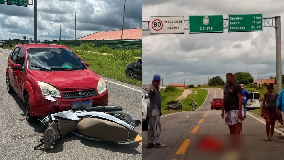 Mulher morre em acidente entre carro e moto no Ceará. O motorista foi preso. — Foto: Reprodução