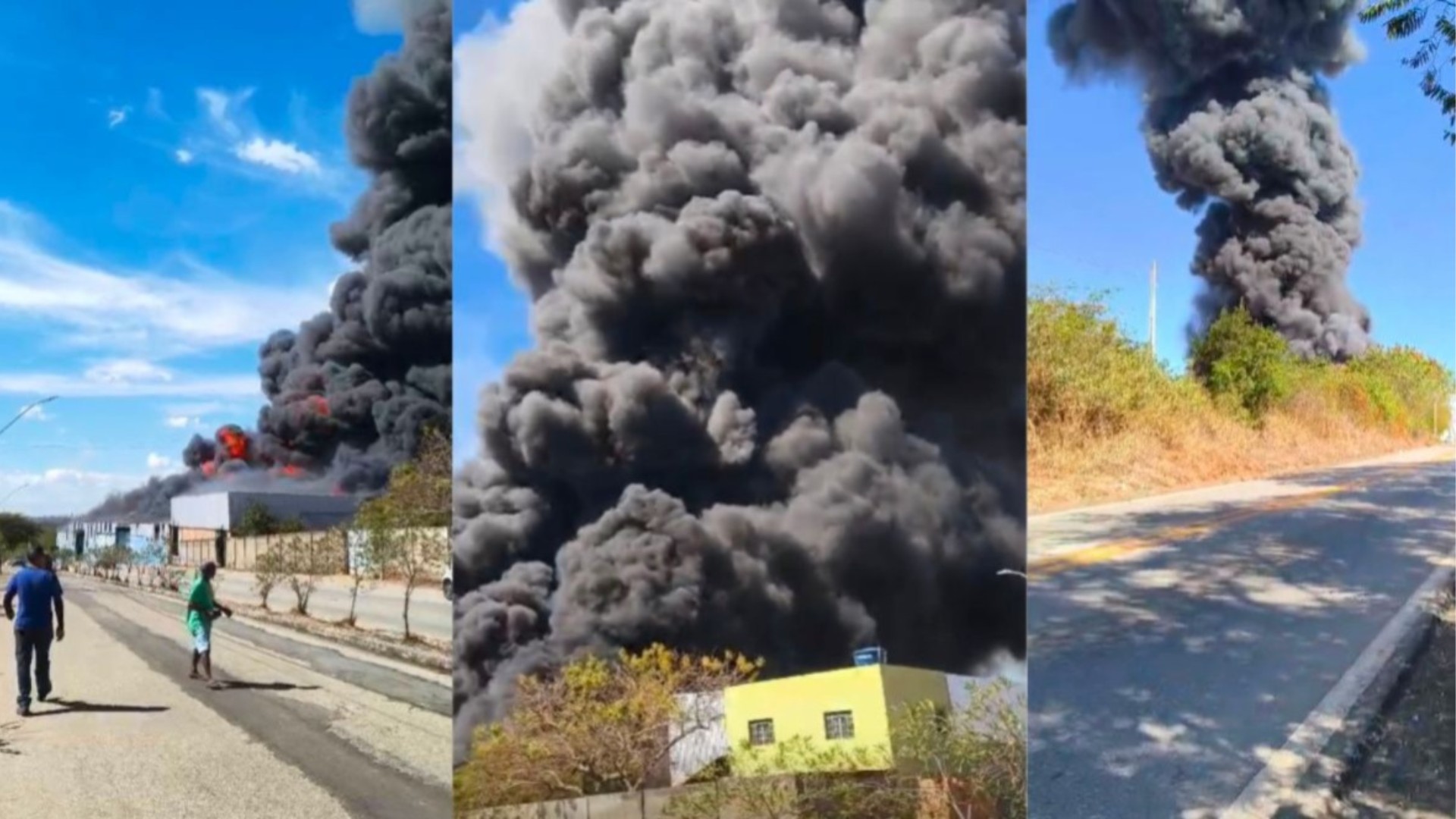 VÍDEO: Explosão em fábrica de EVA provoca incêndio e nuvem de fumaça preta em MG