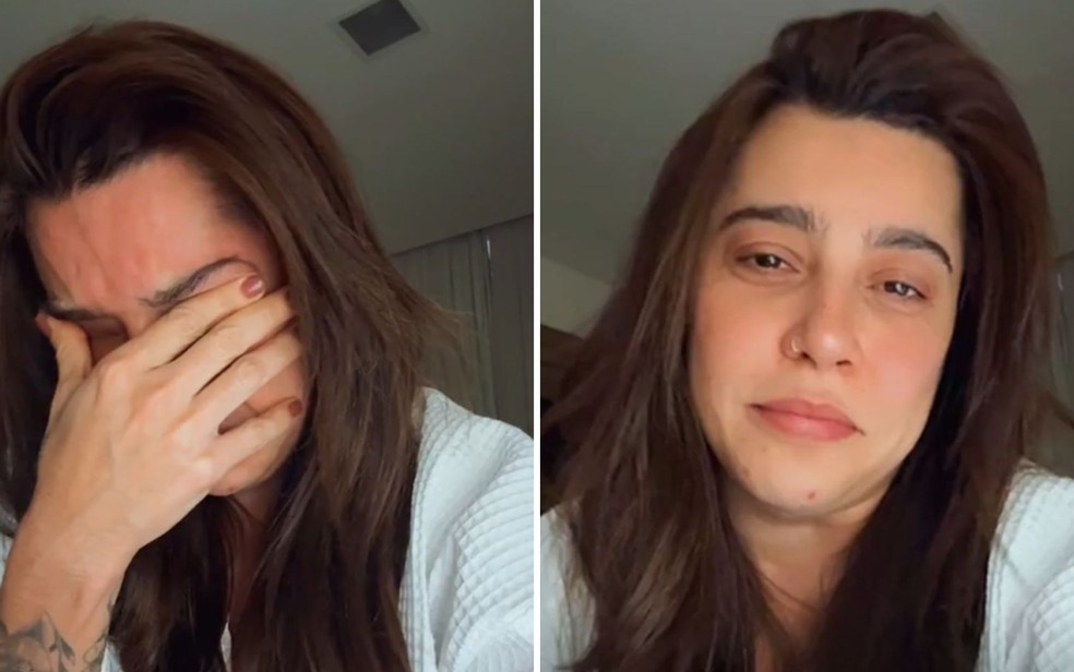 Lauana Prado chora ao comentar pouso de emergência, em Goiás — Foto: Reprodução/Instagram de Lauana Prado