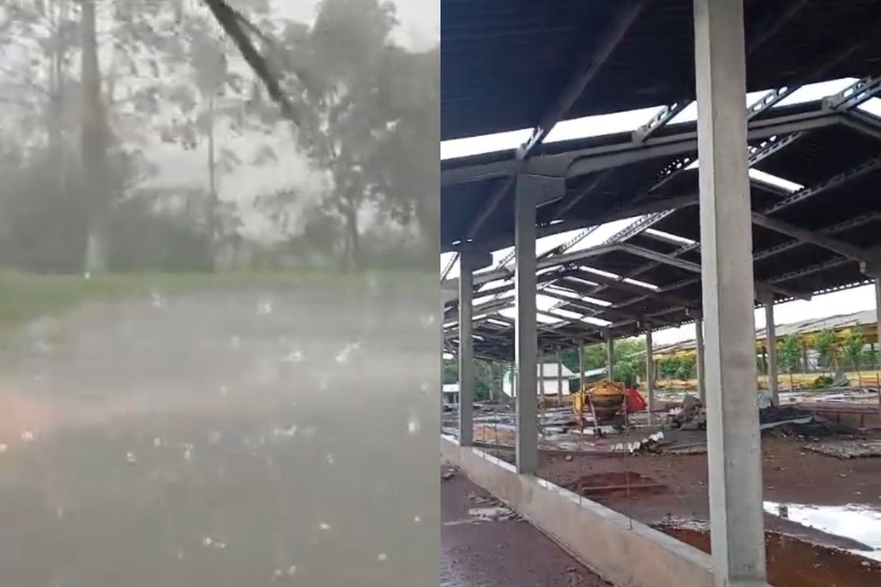 Em Santa Helena, chuva quase ultrapassou a média histórica de chuva para novembro e destelhou imóveis. — Foto: Cedidas/José Macedo/Selmar Maraskin