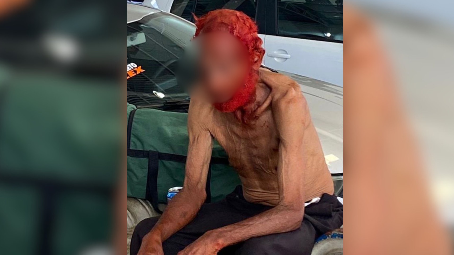 Idoso em situação de rua tem cabelos e barba tingidos de ver
