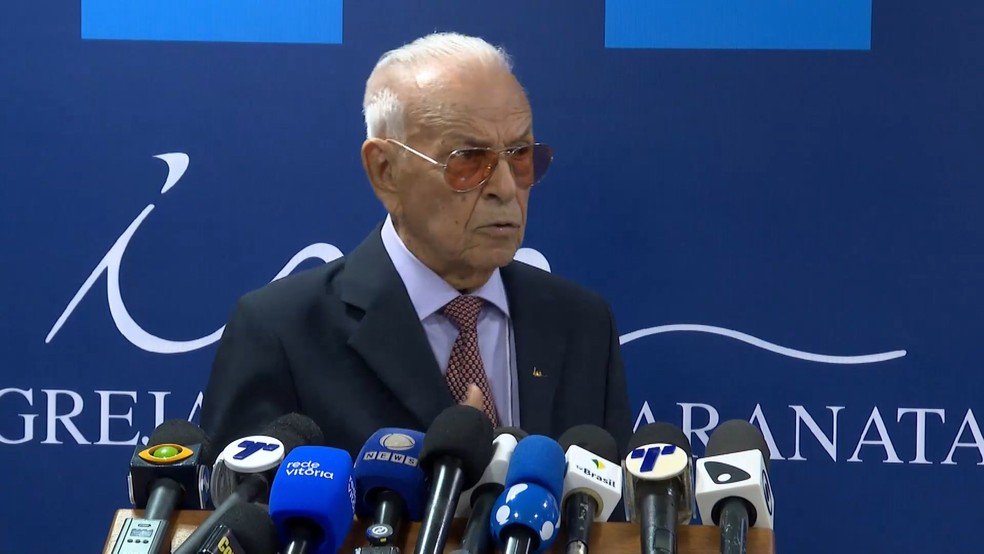 Gedelti Gueiros, fundador da Igreja Maranata, morreu aos 93 anos em Vila Velha, Espírito Santo — Foto: Reprodução/TV Gazeta