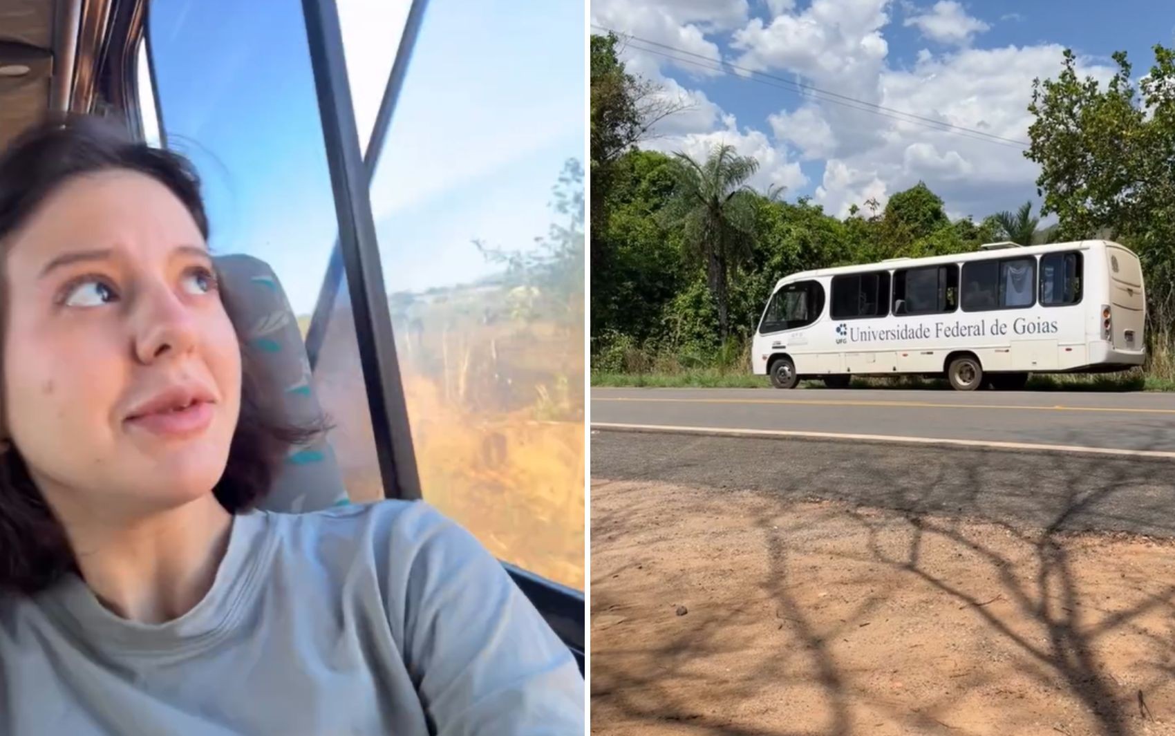 Aluna da UFG filma quando janela de ônibus cai durante viagem; vídeo