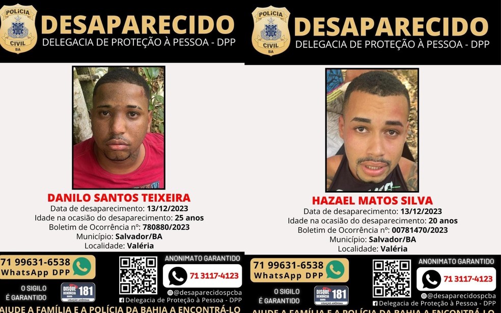 Jovens desaparecem após solicitar transporte por aplicativo para comprar relógio em Salvador — Foto: Divulgação/Polícia Civil