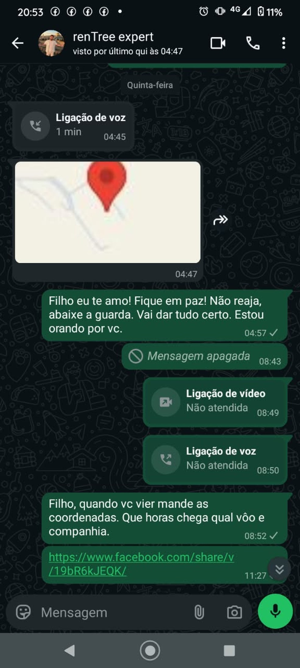 Mensagens do brasileiro Lucas Nascimento de Medeiros, que morreu na Turquia — Foto: Reprodução