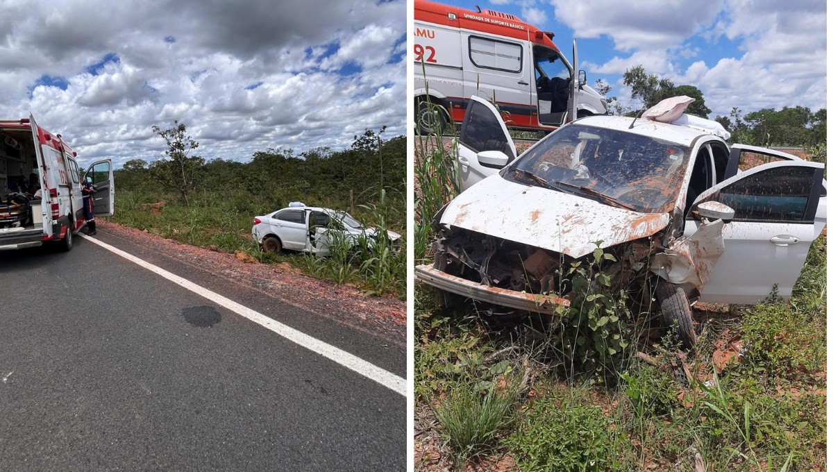 Idosa morre e dois ficam feridos em acidente na MG-402, em Pintópolis