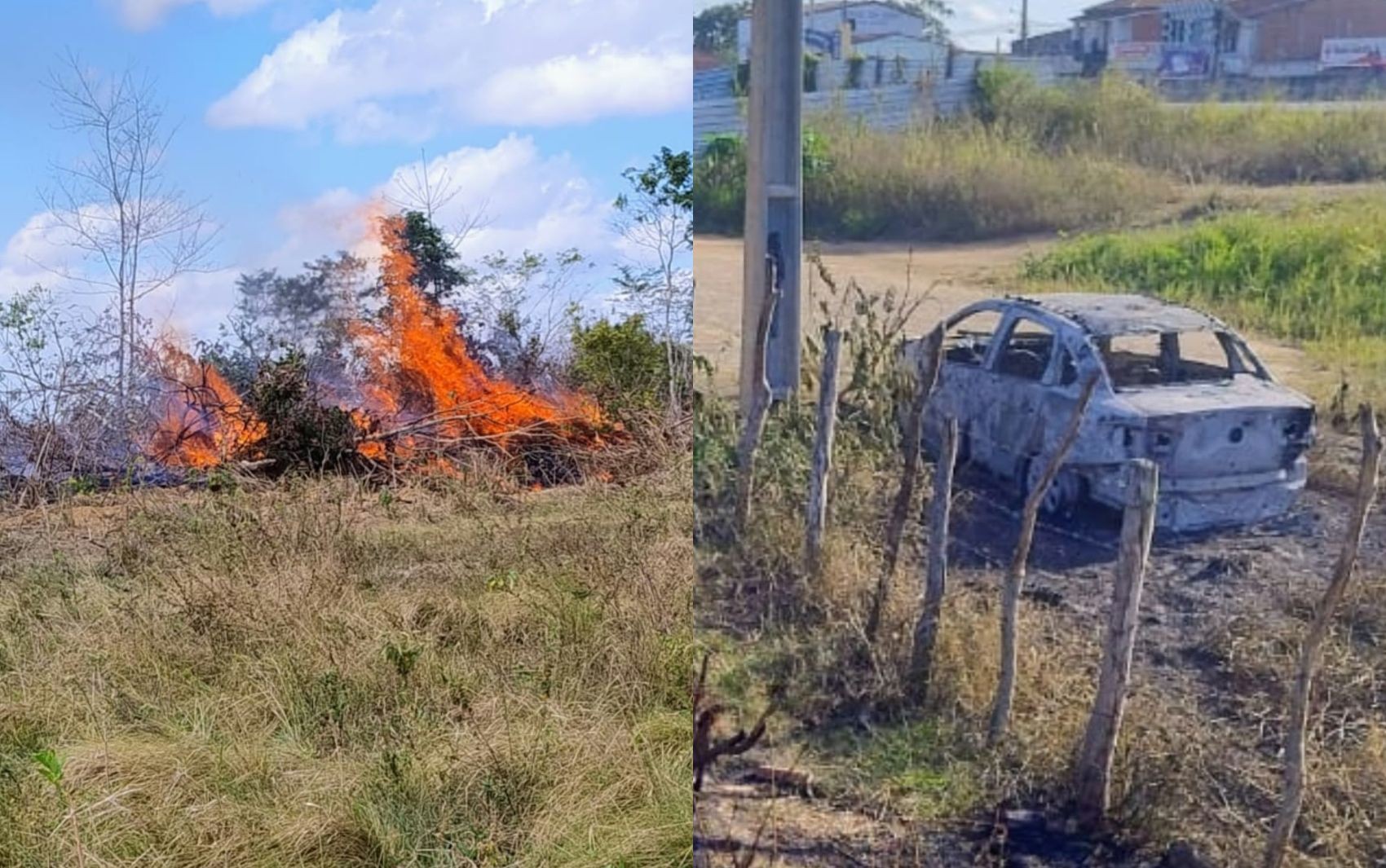VÍDEO: Incêndio em vegetação destrói veículo em Malhada dos Bois