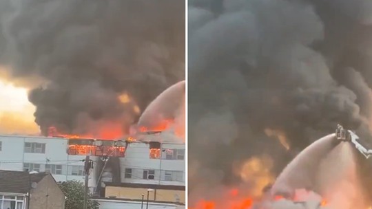 É #FAKE que vídeo de prédio em chamas mostre Tel Aviv após ataque de mísseis do Irã; registro é de incêndio na Inglaterra - Posts falsos usam vídeo de incêndio em prédio abandonado de faculdade em Coventry, cidade inglesa, ocorrido em abril deste ano. Conteúdo começou a circular durante escalada de tensões entre Irã e Israel neste domingo (22).