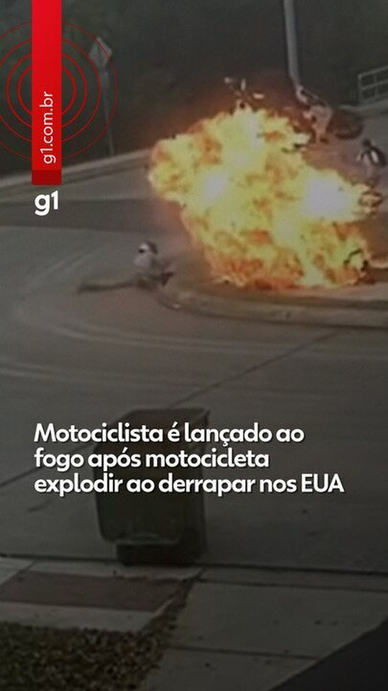 VÍDEO: Motociclista é lançado ao fogo após motocicleta explodir ao derrapar nos EUA