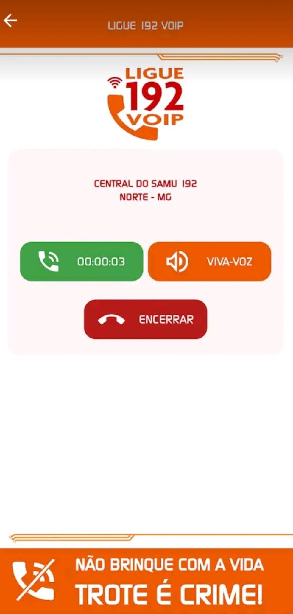 Ligue 192 Voip pode ser baixado em lojas de aplicativos dos sistemas Android e IOS — Foto: Reprodução