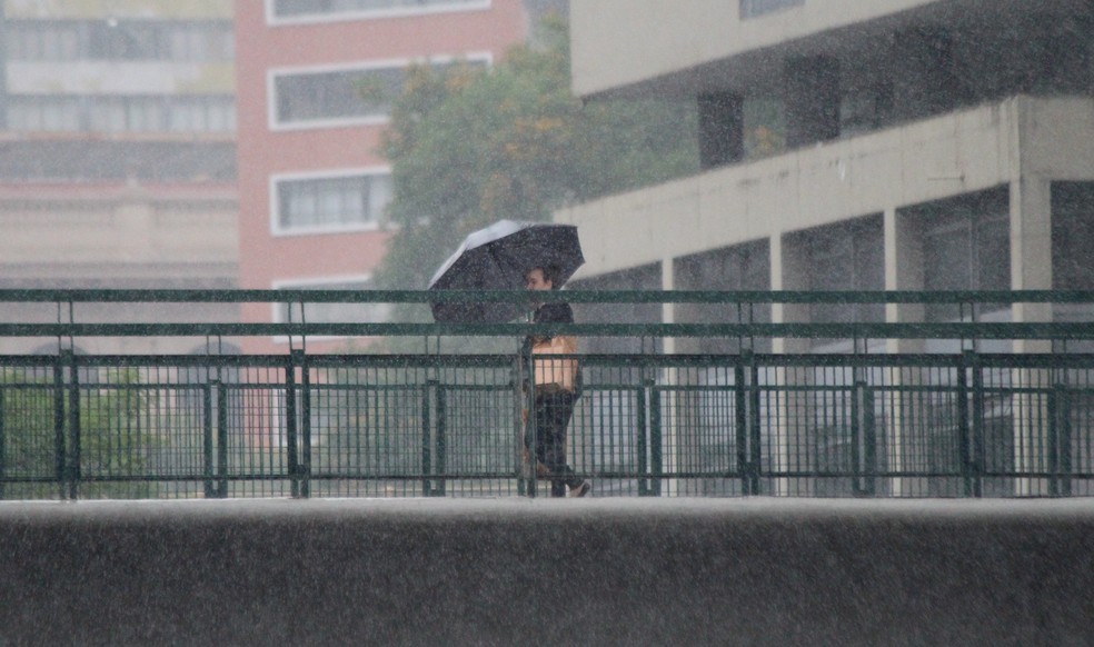 Tempo frio e chuvoso na região central de São Paulo. — Foto: WILLIAN MOREIRA/ATO PRESS/ESTADÃO CONTEÚDO