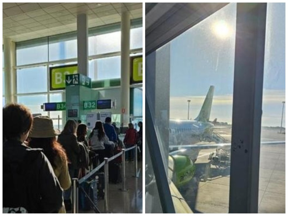 Empresário de Itupeva (SP) mandou fotos para a esposa assim que chegou no aeroporto de Zurique, na Suíça — Foto: Arquivo Pessoal