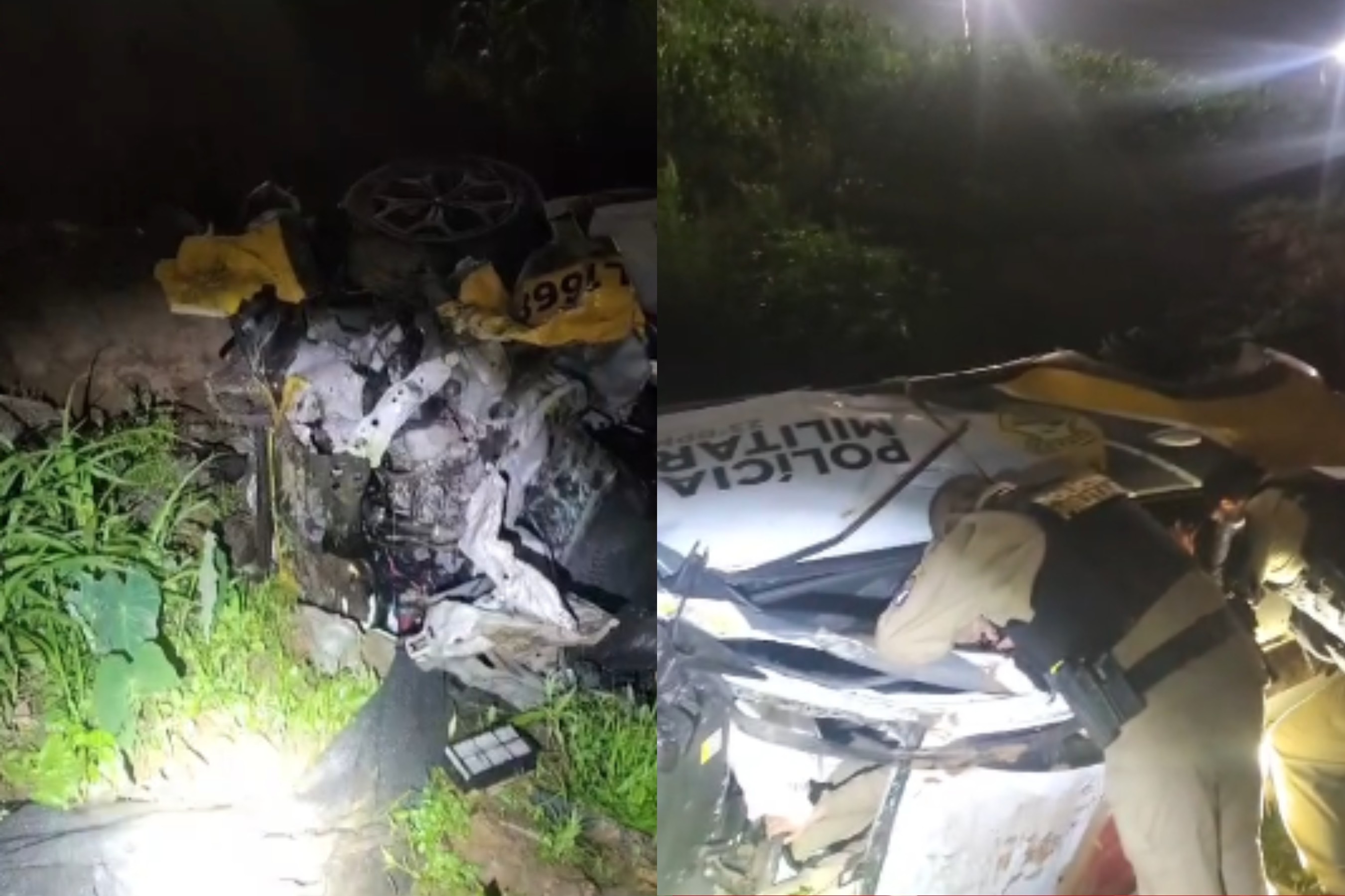 PM morre após viatura cair em ribanceira durante perseguição a motociclista, que também morreu em Curitiba