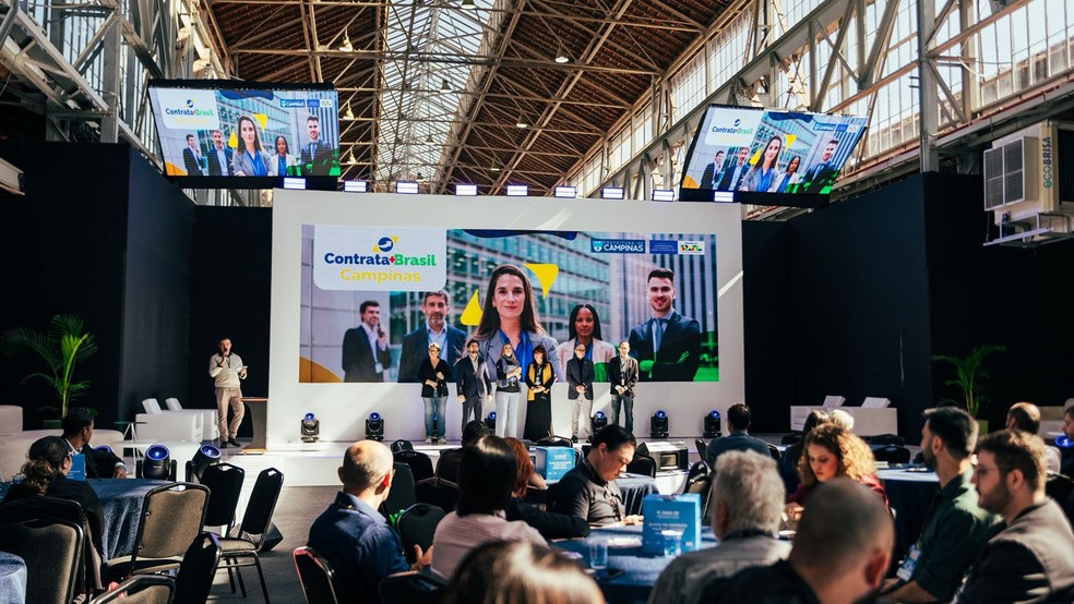 O evento também marcou o lançamento do programa Contrata+Brasil em Campinas, iniciativa do Governo Federal que facilita a conexão entre órgãos públicos e fornecedores locais, ampliando oportunidades para MEIs, pequenos negócios, cooperativas e agricultores familiares — Foto: Crédito: Divulgação/PPM Films.