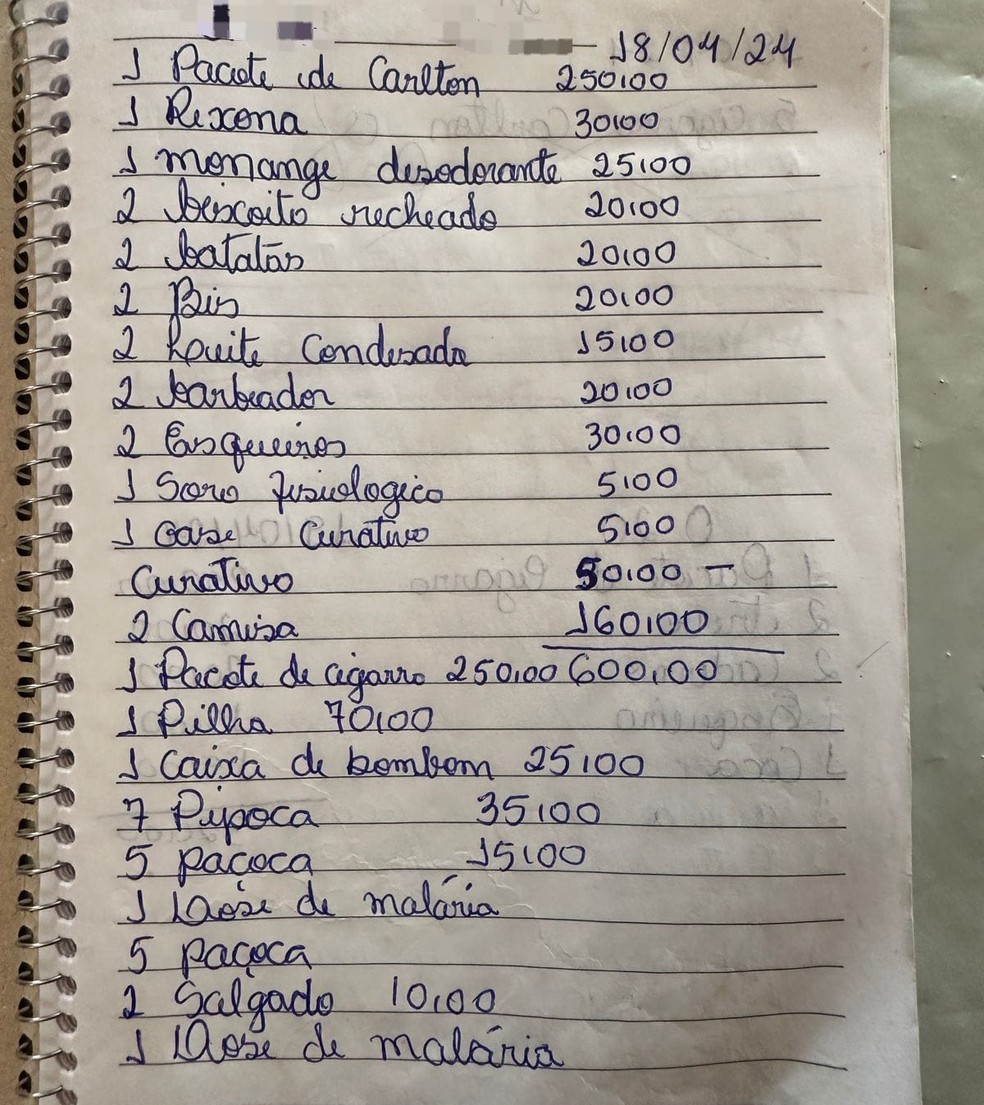 Caderno apreendido em área de garimpo ilegal em Maués (AM) — Foto: PF/Divulgação