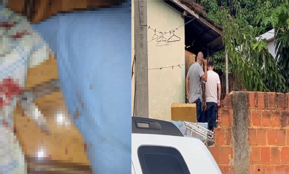 Faca usada no crime e casa onde aconteceu tentativa de homicídio em Muriaé — Foto: Polícia Civil/Divulgação