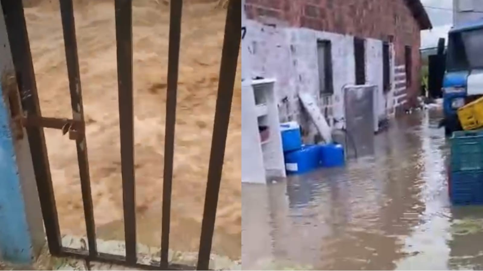 Forte chuva causa enchente nas ruas de Maranguape, na Grande Fortaleza; vídeos
