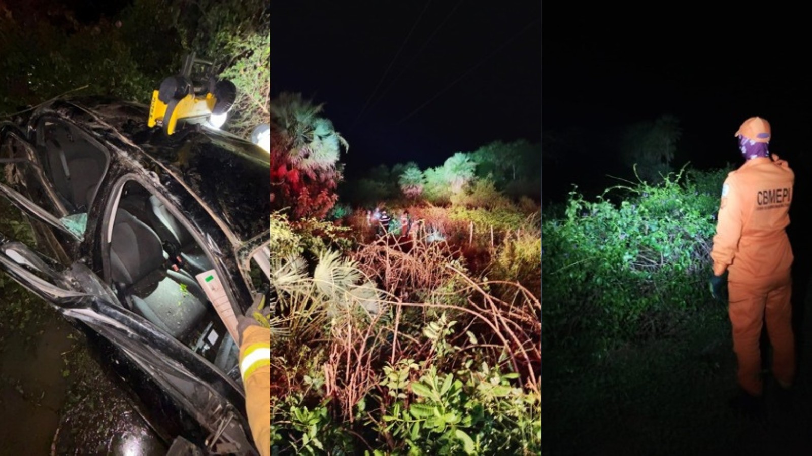 Homem morre e mulher desaparece após carro capotar na estrada da Pedra do Sal, em Parnaíba