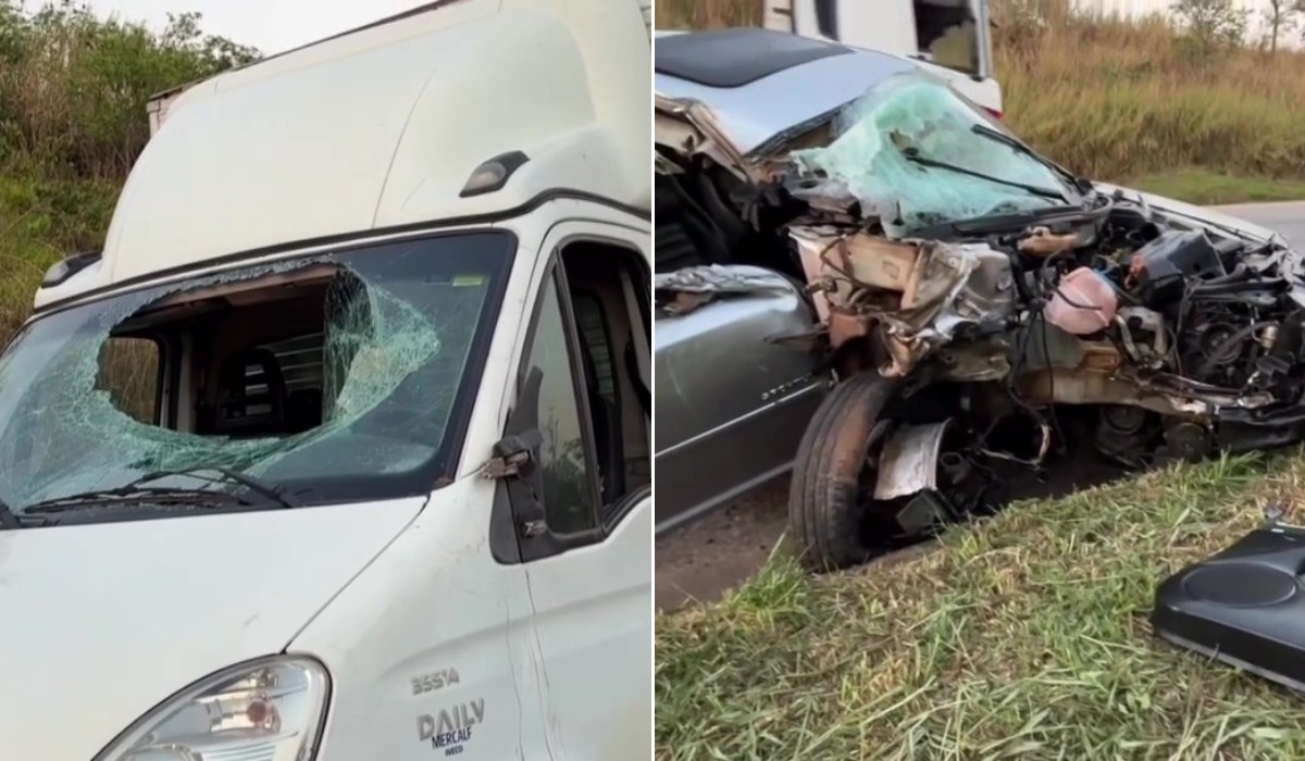 Caminhão tomba após ser atingido por carro de motorista sem CNH na pista contrária em Limeira