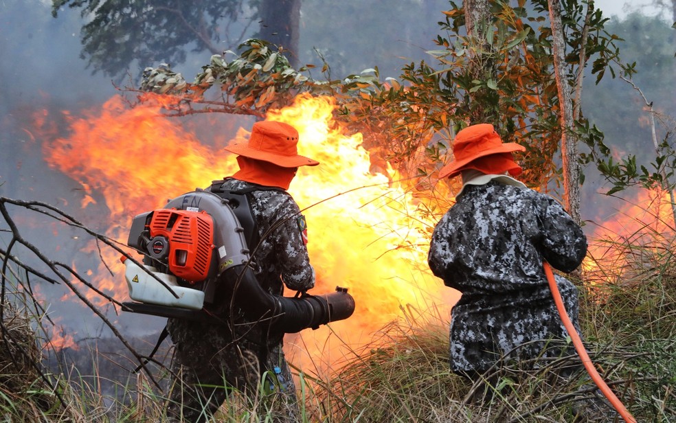 Da enchente à seca, militares atuam contra o fogo no Pantanal — Foto: Saul Schramm