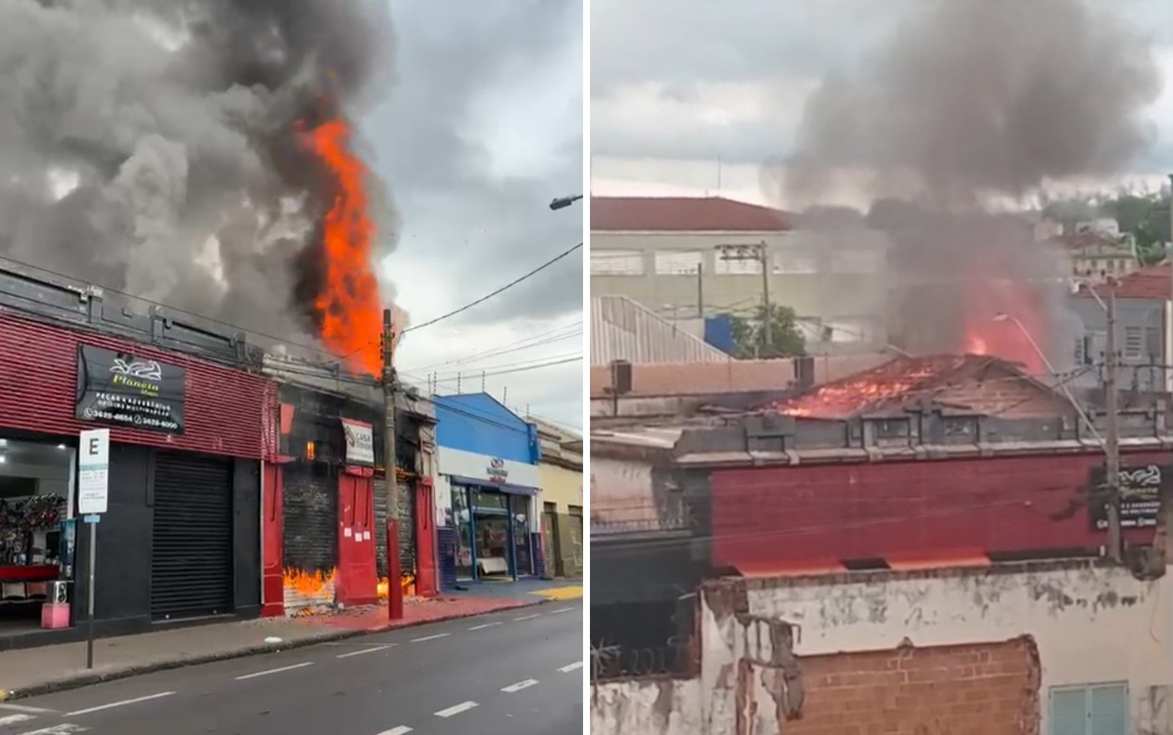Incêndio atinge lojas no Centro de Ribeirão Preto, SP; VÍDEO