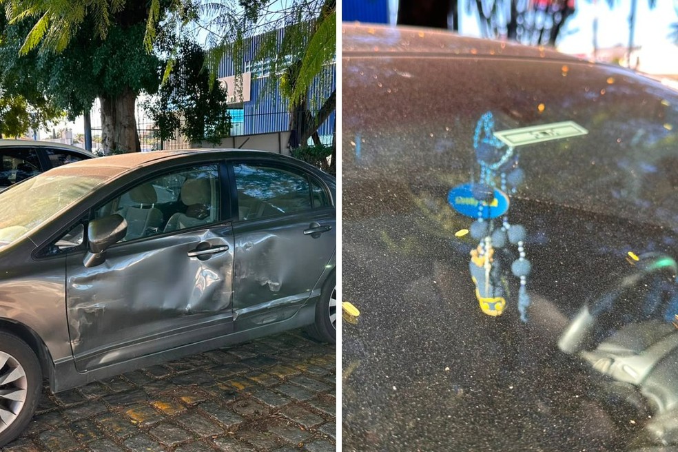 Idosa que teve carro arrastado por caminh&atilde;o na Dutra fala que segurou ter&ccedil;o: 'orei muito' &mdash; Foto: Bruna Capasciutti/Tv Vanguarda