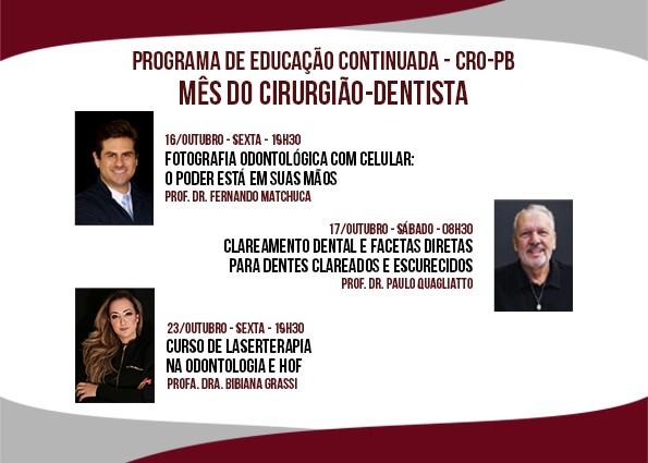 CRO-PB promove cursos gratuitos no Mês do Cirurgião Dentista