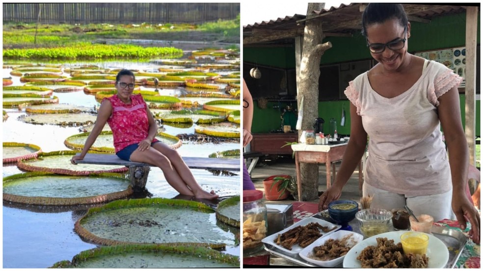 Dulce Oliveira cultiva vitórias-régias no Canal do Jari e cria receitas à base de partes da planta — Foto: Reprodução / Instagram