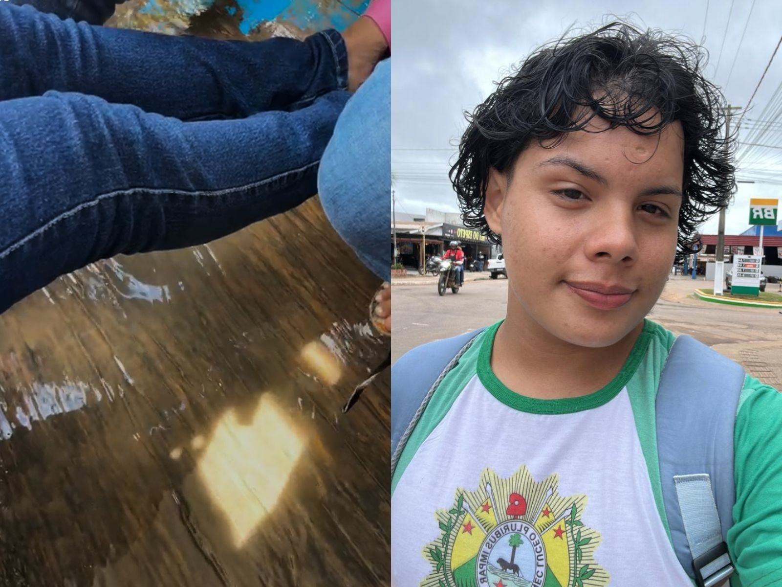 VÍDEO: Após ponte desabar, estudantes atravessam rio de cano
