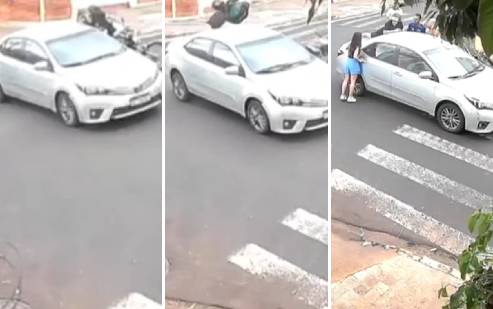 Motociclista vai parar no porta-malas após ser atingido por carro em Ribeirão Preto, SP; VÍDEO