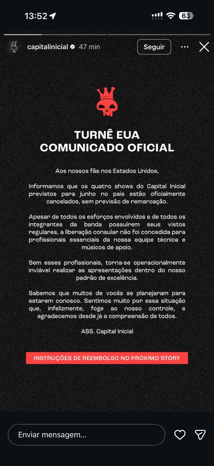 Capital Inicial cancela turnê nos EUA após consulado negar liberação de músicos 
