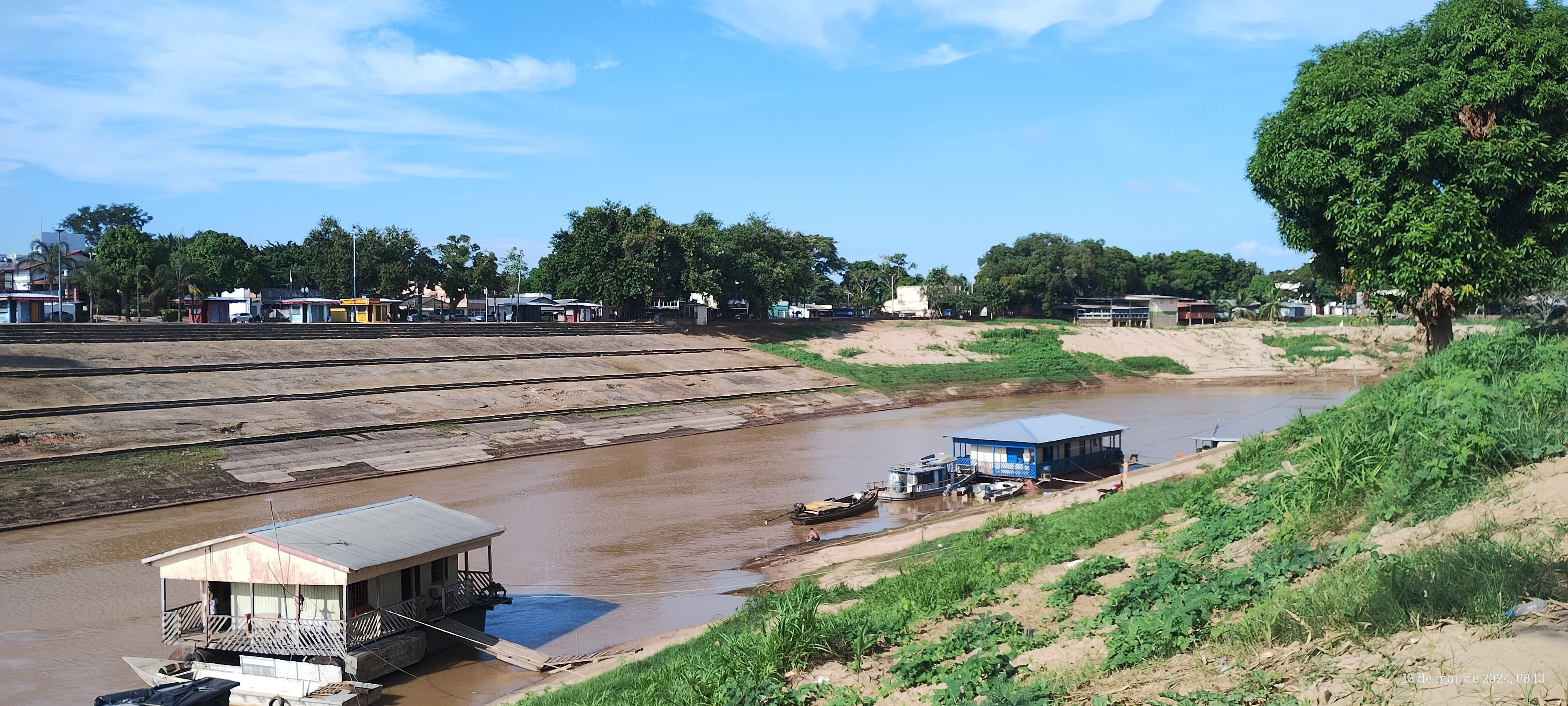 Rio Acre registra o menor nível dos últimos dez anos para maio em Rio Branco; enchente histórica fez água transbordar há 3 meses