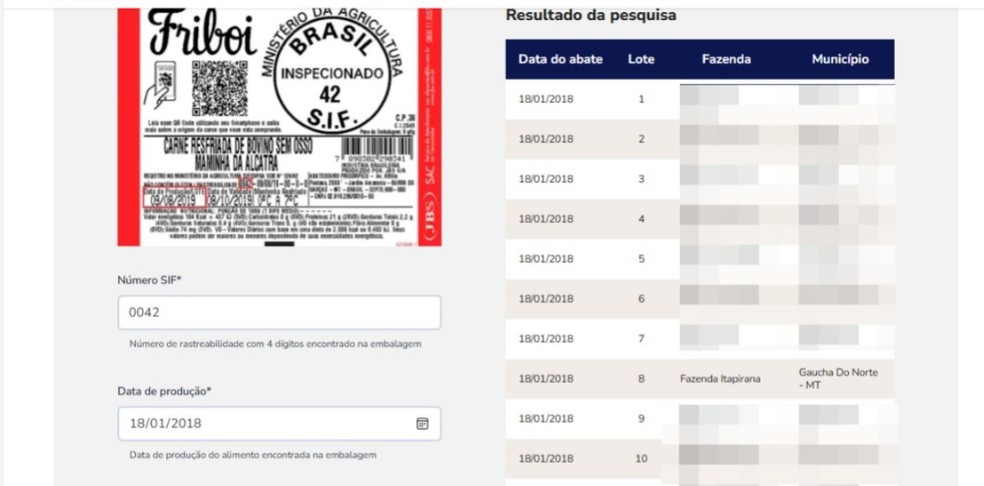 Registro de fornecimento de gado da Fazenda Itapirana para o frigorífico da JBS de Barra do Garças em 2018 — Foto: Friboi