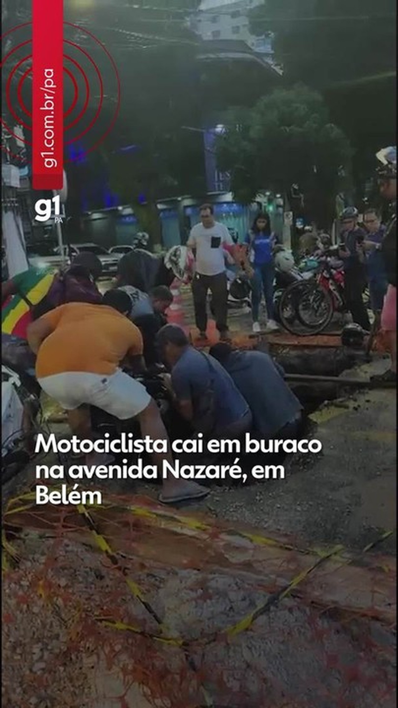 Motociclista se fere após cair em buraco em cruzamento da Av. Nazaré, em Belém