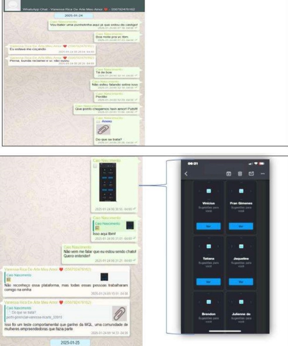 Mesmo após pedido de desculpas, o relatório aponta que Caio continuou exercendo controle sobre a vítima. — Foto: Reprodução