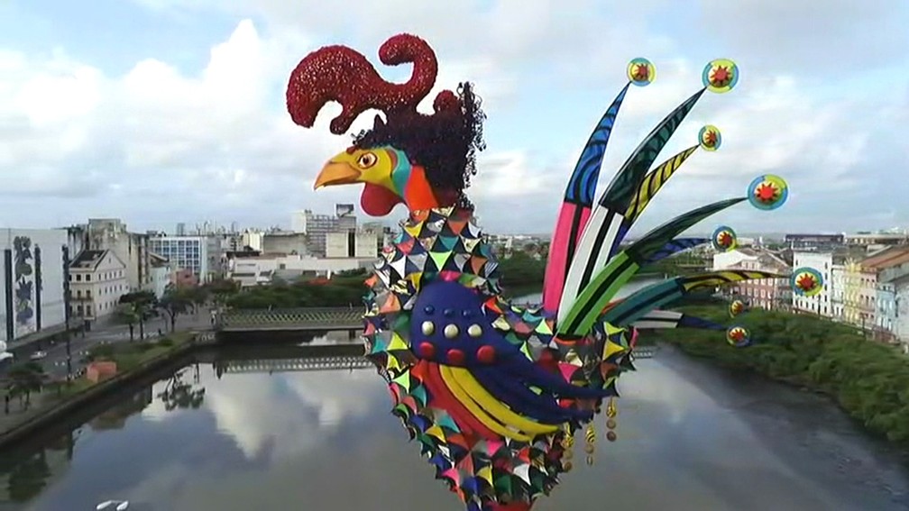 Galo Gigante no carnaval do Recife de 2019 — Foto: Reprodução/TV Globo