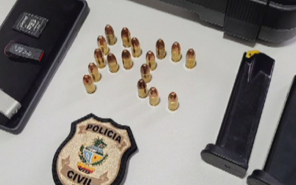 Munições encontradas com suspeito de estupro, em Cristalina — Foto: Divulgação/Polícia Civil