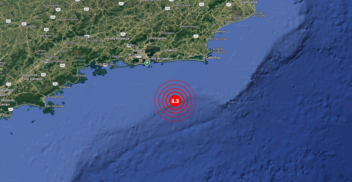Tremor de terra de magnitude 3,3 é registrado no litoral do RJ
