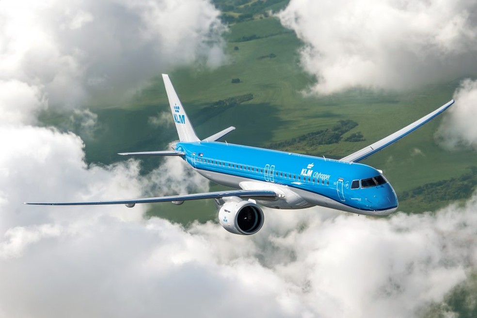 Jato da linha E195-E2 fabricado pela Embraer. — Foto: Divulgação