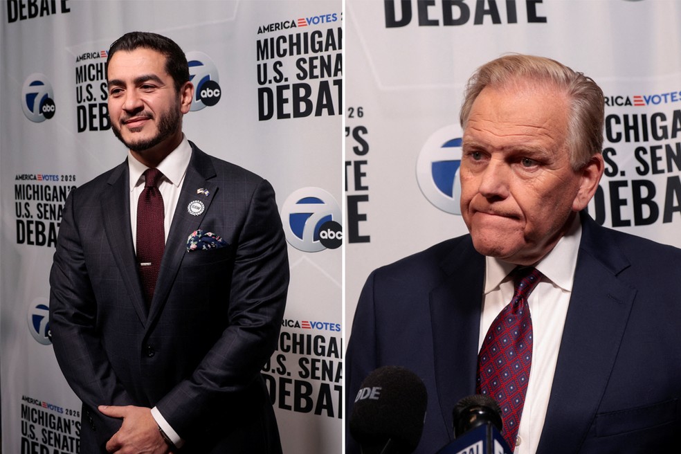 Abdul El-Sayed e Mike Rogers, candidatos ao Senado por Michigan — Foto: REUTERS/Rebecca Cook