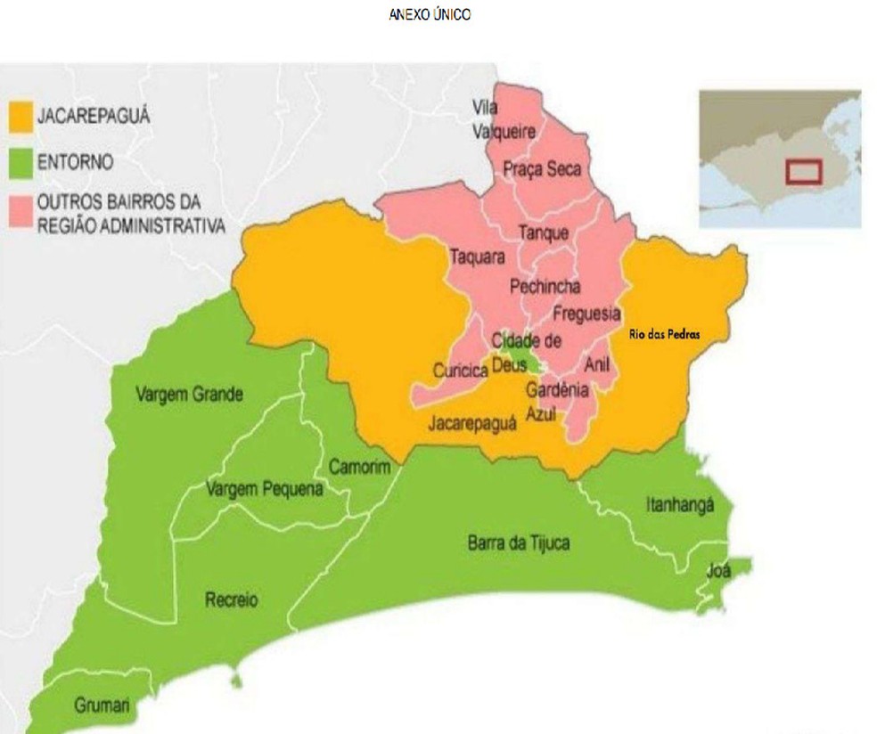 Mapa da Zona Sudoeste do Rio de Janeiro — Foto: Reprodução