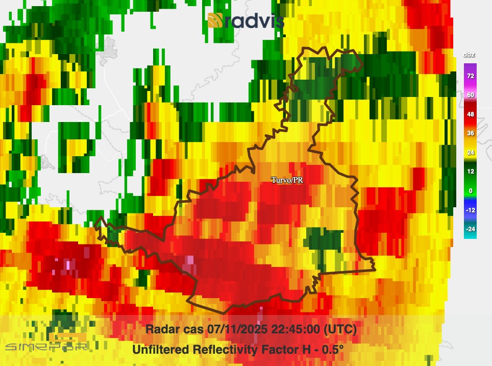 Radar de Turvo — Foto: Reprodução/Simepar