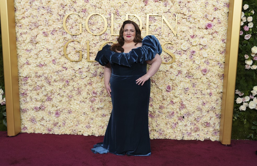 Jessica Gunning, da série 'Bebê Rena', no 82º Globo de Ouro em Beverly Hills, na Califórnia (EUA) — Foto: Jordan Strauss/Invision/AP