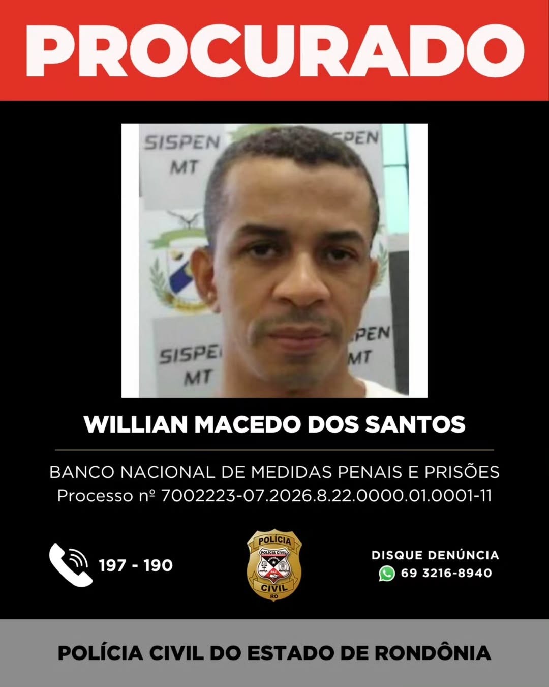 Willian Macedo dos Santos — Foto: Reprodução/ Polícia Civil de Rondônia