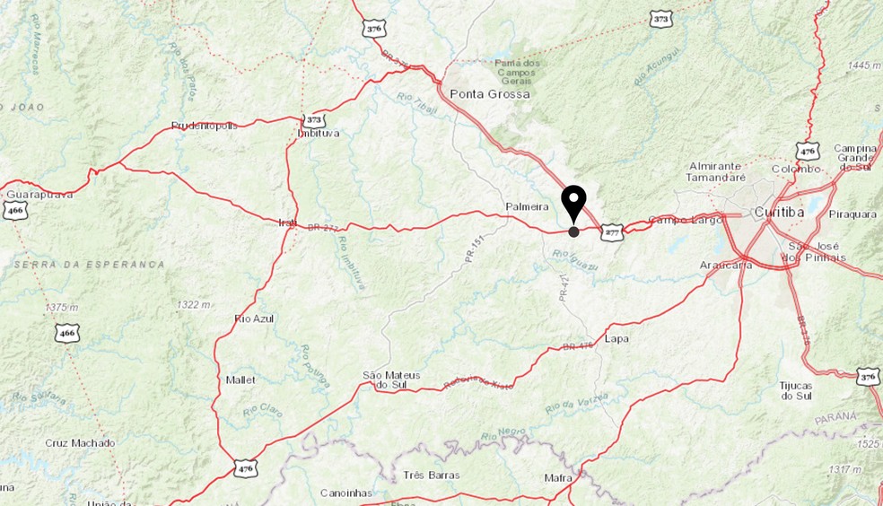 Acidente aconteceu no km 152 da BR-277 — Foto: VGeo/Dnit