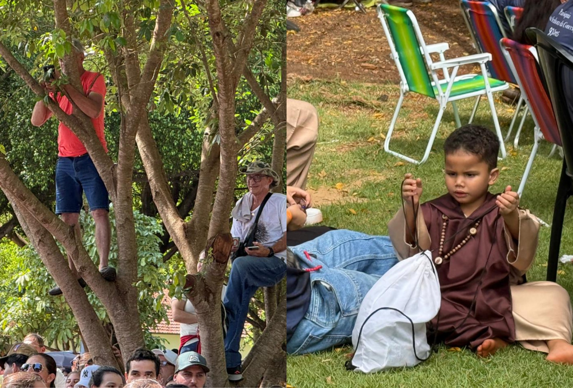 Fiéis sobem em árvores e crianças se vestem como Frei Gilson em show que reuniu milhares em Dourados